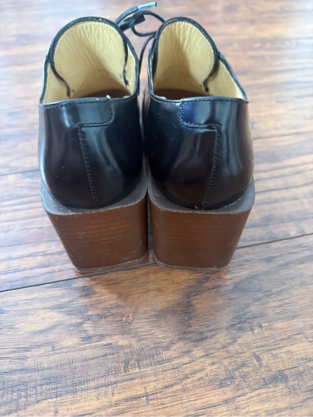 Lemaire Black Derby Leather Block Heels Lace-Up Oxford Shoes Classic Luxury | 39 - Picture 5 of 7